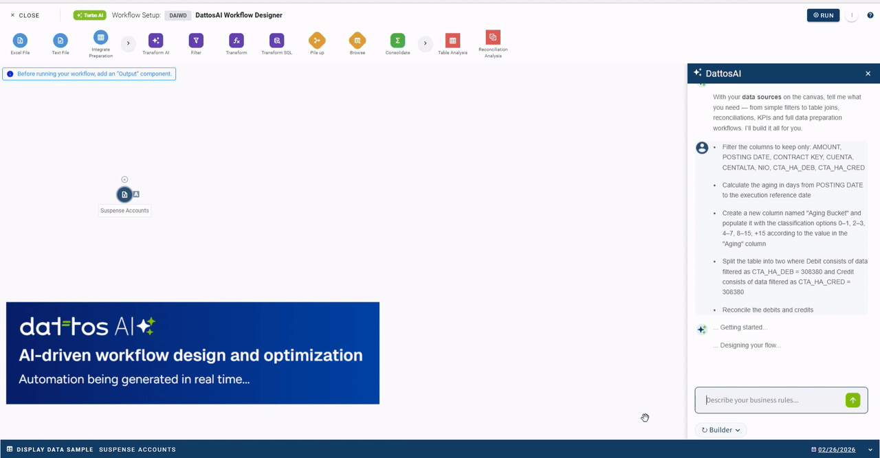 Dattos AI — IA criando workflow no-code automaticamente